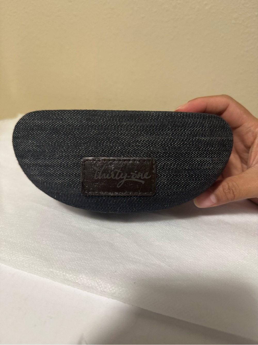 thirty-one Denim Sunglasses Case with Brown Logo Patch
